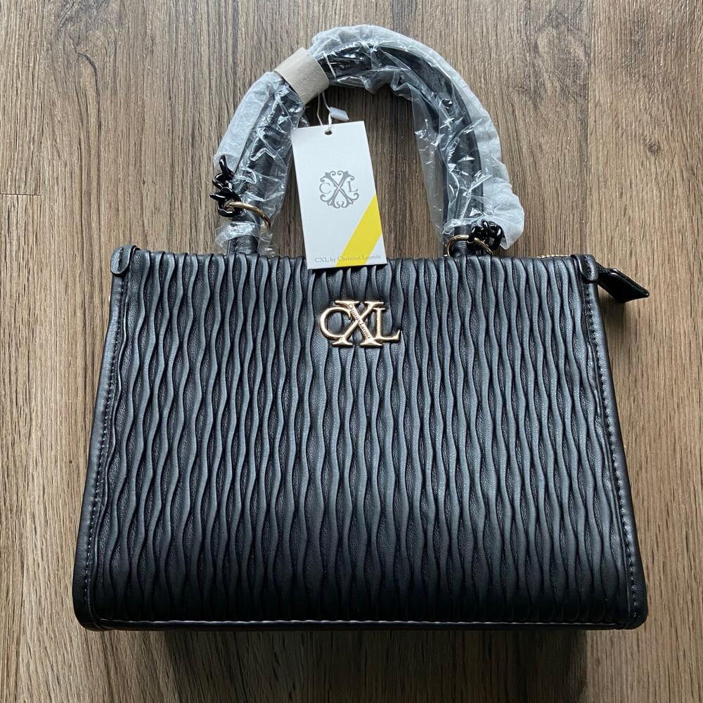 CXL by Christian Lacroix Normandy Ruching Satchel with Crossbody Strap Black